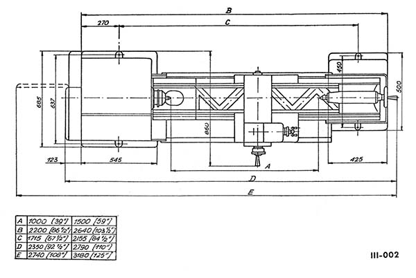 Розміри токарно-гвинторізного верстата TUE-40 Розміри токарно-гвинторізного верстата TUE-40